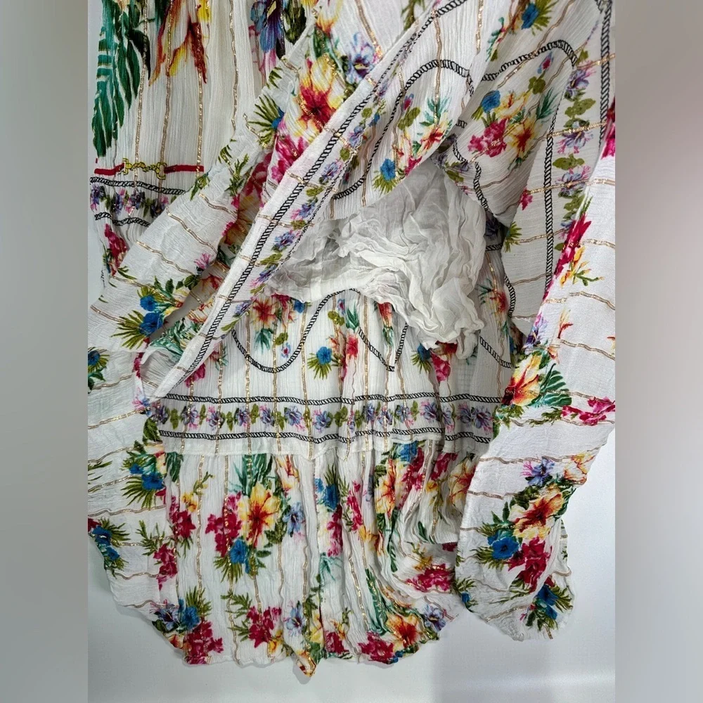 Me 2 Magic Boho Viscose Floral Smocked Waist Midi Dress Size L - Picture 4 of 16